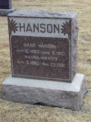 Headstone of Hans Hansson and Hanna Hansson (nee Cederlund)