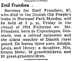 Obituary of Emil Frandsen