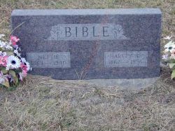 Headstone of Harvey C. Bible and Henrietta (Nettie) Bible (nee Randolph)